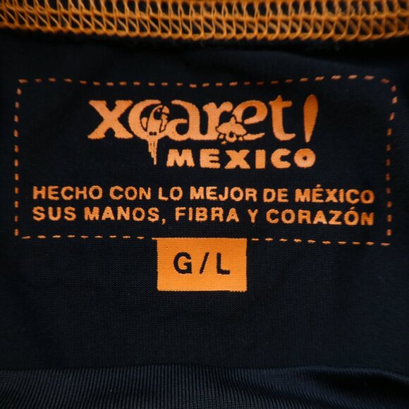 Xcaret Mexico Rashguard  Black Orange Floral Panel Sun Protection Water Park L - Picture 6 of 7